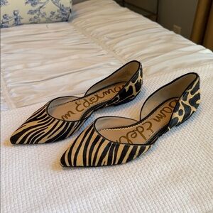 Sam Edelman Black and Tan Zebra Flats
